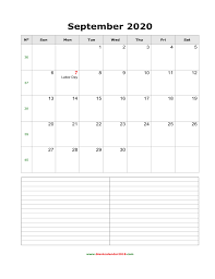 For microsoft word from version 2007. Blank Calendar For September 2020