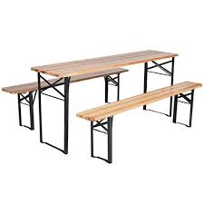 Outdoor Tables Giantex 3 Pcs Beer Table Bench Set Folding Wooden Top Picnic Table Patio Garden Table And Bench Set Folding Picnic Table Wooden Picnic Tables