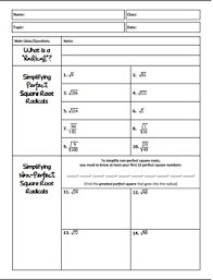Simplifying Radicals Notes And Puzzle Simplifying Radicals Notes Radical Expressions Education Math