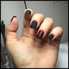 Matte Black And Red Glitter Nails Bio Sculpture Gel Matte Black With Red Glitter Red Nails Glitter Matte Black Nails Black Nails With Glitter