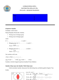 Selamat datang di dosen.co.id, web digital berbagi ilmu pengetahuan. Contoh Soal Dan Jawaban Komplemen Kejadian Jawaban Soal