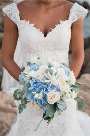 I used a few green, small branches for the bouquet handle. Bridal Bouquet With Blue Hydrangeas Eucalyptus And Off White Roses Weddings By Www Creteforlove Com In 2020 Wedding Dresses Lace Lace Weddings Wedding Dresses