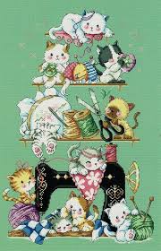 Antique white linen using rainbow gallery treasure braids (pb58 3 skeins, ph01 4 skeins, ph05 4 skeins, ph13 2 skeins) stitch count 248x246. Sewing Cats Cross Stitch Pattern By Soda Stitch