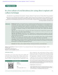 Learn about cell culture techniques. Pdf Ex Vivo Culture Of Oral Keratinocytes Using Direct Explant Cell Culture Technique