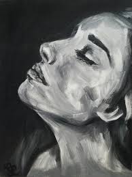 Black And White Mural Portrait Portrait Noir Et Blanc Peinture A L Huile Sur Toile Art Mural Original Peinture A La Mode Pintura In 2020 Black Canvas Paintings Black Canvas Art Portrait Painting