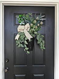 Greenery Basket For Door Metal Container Wreath Front Door Decoration Chevron Bow Decor Wreath Alternati Wreath Alternative Metal Containers Chevron Burlap