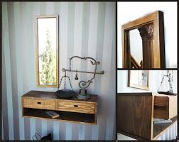 Floating Console Table With Two Drawers And Mirror Floating Etsy In 2020 Entrance Furniture Furniture Reception Furniture