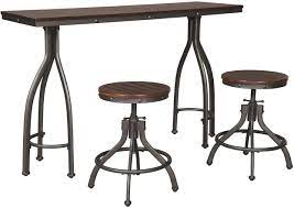 Spend this time at home to refresh your home decor style! Amazon Com Signature Design By Ashley Odium Dining Table 2 Stools Gray Table Chair Sets