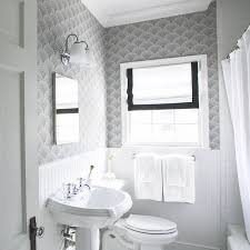 Black And White Wallpaper For Small Bathroom Black And White Bathroom Wallpaper Transitional Bathroom Bathroom Wallpaper Black And White Bathroom Wallpaper Small Bathroom Inspiration