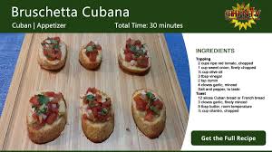 Get balsamic berry bruschetta recipe from food network photograph by andrew mccaul recipe courtesy food network magazine your favorite shows, personalities, and exclusive originals. Cuban Style Bruschetta Bruschetta Cubana Hispanic Food Network