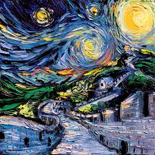 Connecting earth and sky is the flamelike this morning star, or venus, may be the large white star just left of center in the starry night. Pop Culture Starry Night Scenes Look Like Cartoon Van Gogh Paintings