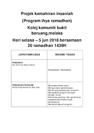 2.0 matlamat tujuan program ihya' ramadhan 1439h ini dijalankan adalah untuk Doc Projek Kemahiran Insaniah Program Ihya Ramadhan Az Rain Academia Edu