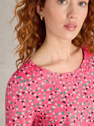 White Stuff Weaver Pure Organic Cotton T-Shirt, Pink/Multi