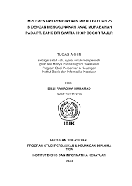 Surat pernyataan tidak menikah selama kontrak 1 tahun saya yang bertanda tangan di bawah ini : Pdf Implementasi Pembiayaan Mikro Faedah 25 Ib Dengan Menggunakan Akad Murabahah Pada Pt Bank Bri Syariah Kcp Bogor Tajur
