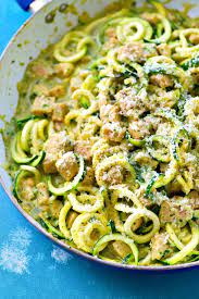 One Pot Pesto Chicken Alfredo Zucchini Noodles Pasta Recipes Alfredo Chicken Pasta Recipes Chicken Zucchini