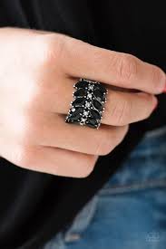 Black And Silver Ring Paparazzi Cache Money Black Ring Paparazzi Jewelry 5 Black Rings White Rhinestone Black Rhinestone