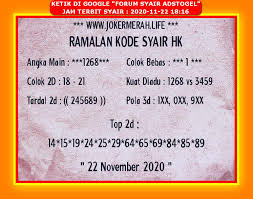 Forum Syair Hk Adstogel 21 November 2020