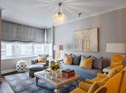 Blue gray and yellow living room. Beautiful Gray Living Room Ideas