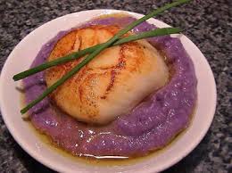 Seared Scallops On Vitelotte Puree Scallops Seared Wine Recipes Potato Puree