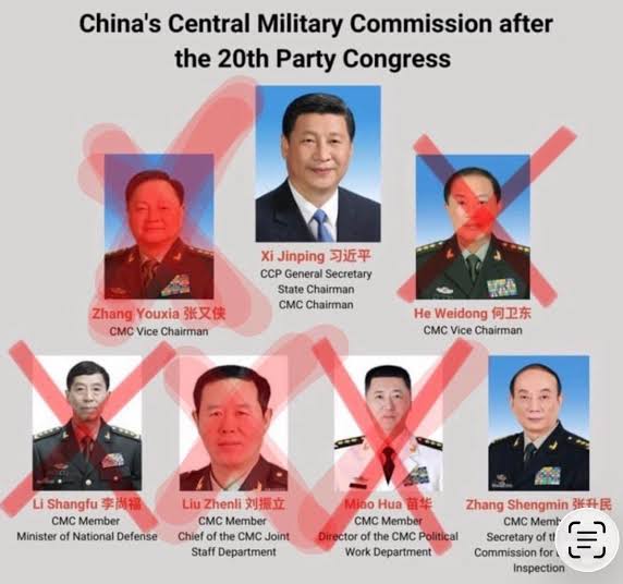 The purge of the entire (minus 1) top military command in China is very  serious. These generals were picked up Xi himself. On top of that , these  are the generals with