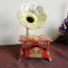 Old Gramophone Model Music Box Golden Moments With Music Clockwork Rotary Phonograph Nostalgia Crafts Cr Creative Christmas Gifts Creative Christmas Phonograph