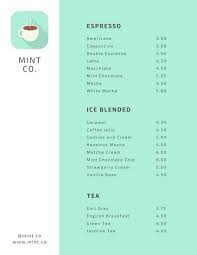Mint Coffee Shop Menu Templates By Canva Coffee Shop Menu Menu Card Design Cafe Menu Design