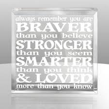 You're braver than you believe, and stronger than you seem, and smarter than you think.—christopher robin to pooh, a.a. Amazon Com Kate Posh Always Remember You Are Braver Than You Believe Stronger Than You Seem Smarter Than You Think Loved More Than You Know Engraved Keepsake And Paperweight