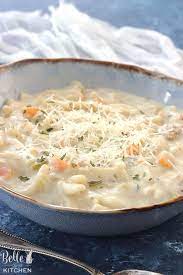 Top the instant pot with its lid, turn top it with a small handful of tortilla strips, a dollop of sour cream, a few slices of jalapeño, a squeeze of lime and a few leaves of cilantro. Instant Pot Creamy Chicken Noodle Soup Belle Of The Kitchen