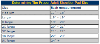 Resource Center Adult Shoulder Pad Size Chart