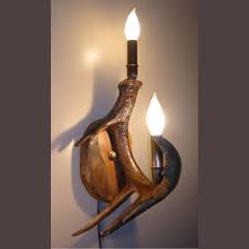 Real Whitetail Deer Antler Sconce With 2 Lights
