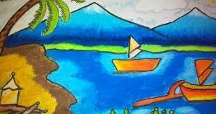 Gambar Pemandangan Yang Sudah Diwarnai Dan Mudah Ditiru Ilustrasi Lukisan Ilustrasi Seni Digital