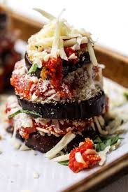 Eggplant Parmesan Stacks Baked Eggplant Towers With Sauce And Cheese Recipe Eggplant Parmesan Flavorful Vegetables Appetizer Recipes