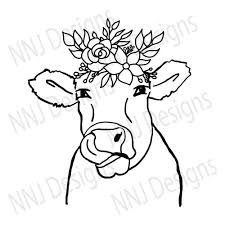 Cow With Flowers Svg Animal Face Farm Animals Clip Art Cricut Etsy Cow Coloring Pages Art Cow Pictures