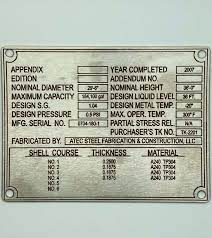 Check spelling or type a new query. Pressure Vessel Nameplates Custom Stamping Big City Manufacturing