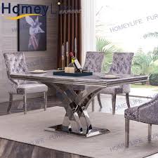 The modern dining room table comes in different shapes: China Contemporary Modern Marble Dining Table With Silver Chrome Metal Legs Photos Pictures Made In China Com