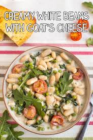 Creamy White Beans With Goat S Cheese An Easy Vegetarian Dinner In Just 15 Minutes The Vegetarian Entrees Vegetarian Recipes Healthy Easy Vegetarian Dinner