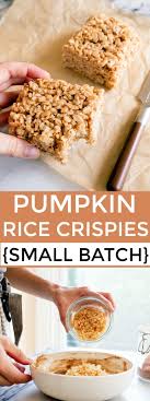 A Small Batch Of Rice Crispy Treats For Two A Half Batch Of Pumpkin Spice Rice Crispy Treats M Pumpkin Spice Rice Krispie Treats Crispy Treats Pumpkin Recipes