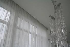 Minimalist White Ceiling Mounted Sheers Contemporary Curtains Curtains White Ceiling