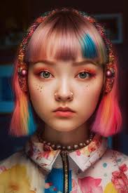 realistic hot beauty cute women, art by Jean Baptiste Monge, Takashi  Murakami, Yoh Nagao, lisa frank, Boris Vallejo, Shot photography by Wes  Anderson, Nikon photography portrait frontal symmetric, HD, 200mm