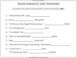 words instead of said ks3 teaching resources