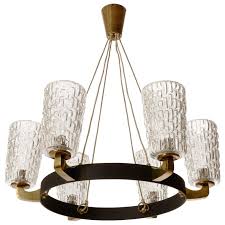 Large Pendant Light Chandelier Rupert Nikoll Glass Brass Black Iron 1960 For Sale At 1stdibs