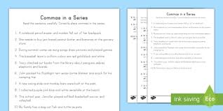 Commas in a series other contents: Commas In A Series Activity Ela Teaching Resource