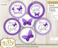 Girl Butterfly Cupcake Toppers For Baby Shower Printable Diy Favor Tags Circles Baby Shower Cupcakes For Girls Butterfly Cupcake Toppers Baby Shower Cupcakes