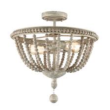 Obviously chandelier is also dependent on your own the semi flush mount chandelier is style of a thing of beauty, which involves a mixture of elements, prepared in any complicated composition. Gray Farmhouse Wood Beaded Semi Flush Mount Ceiling Light Claxy