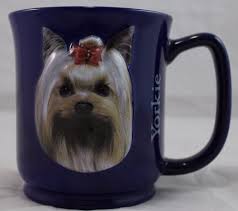 Yorkshire Yorkie Terrier 3d Coffee Tea Mug Cup Encore Paw Print Blue Tea Mugs Yorkie Terrier Mugs