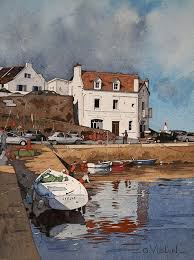 Olivier Violin Aquarelle Belle Ile En Mer Le Port De Sauzon Bretagne Aquarelle Belleile Watercolor Landscape Landscape Paintings Watercolor Artists