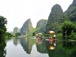 Yulong river, also called little li river, rises in lingui county in yangshuo. Bamboo Rafting Along Picturesque Yulong River Yangshuo Guilin China Bamboo Boat China Travel Rafting