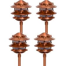 Paradise Gl22764ci Low Voltage Cast Aluminum 11w Path Lights Copper 4 Pack Light Copper Path Lights Outdoor Path Lighting