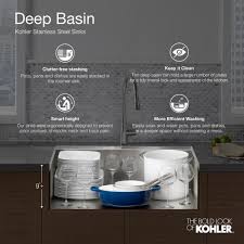 Kohler 3 bowl kitchen sink. Kohler Vault Dual Mount Stainless Steel 33 In 3 Hole Double Bowl Kitchen Sink K 3820 3 Na The Home Depot