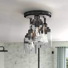 This ceiling flush mount fixtures bring industrial and vintage style with their wire cage design and exposed light bulbs. Williston Forge Ohler 3 Light 11 2 Cluster Cylinder Semi Flush Mount Reviews Wayfair